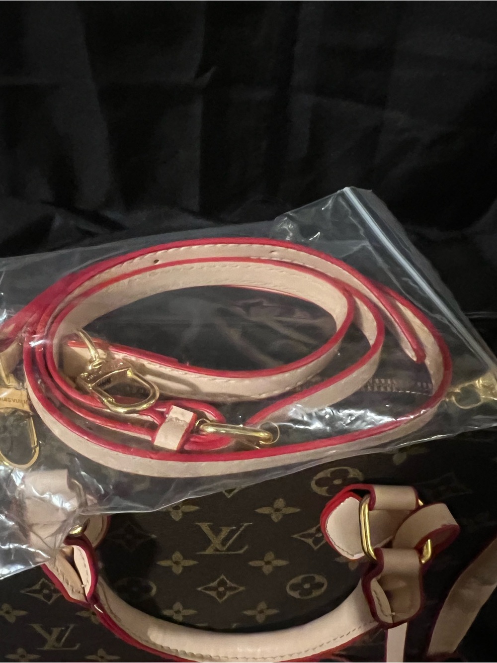 Louis Vuitton Brown Monogram Canvas Satchel with Cream and Red Trim - Picture 15 of 16